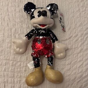 Disney Mickey Mouse Sequin Plush Reversible Sparkle Stuffed Toy NWT